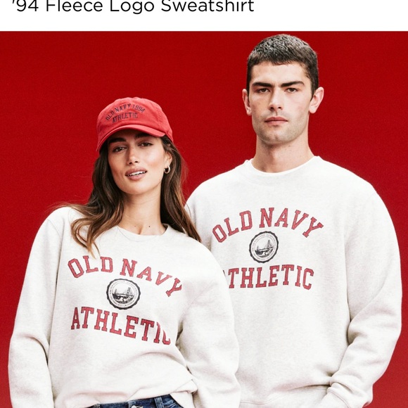 NWT OLD NAVY 94 Fleece Logo Sweatshirt COLOR WHITE - Picture 5 of 6